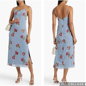 Rag & Bone Joelene Embroidered Slip Dress Blue‎ Floral 0